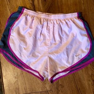 Women’s Nike light pink & gray dri-fit shorts